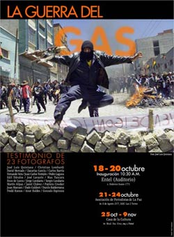 Poster d'une exposition sur les manifestations d'octobre 2003 - source : http://en.wikipedia.org/wiki/Image:Laguerradelgas.jpg