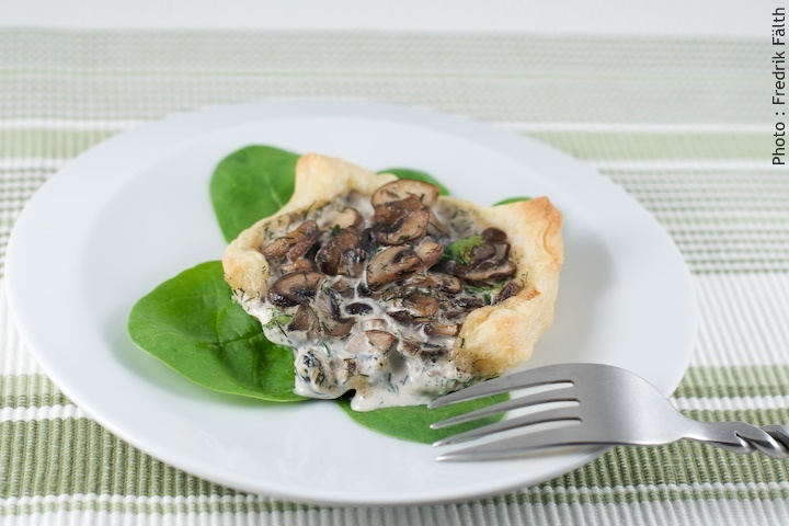 Tartelettes crémeuses aux champignons, parfum d’aneth